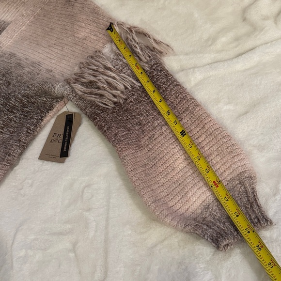 Frye and Co. Pink & Brown Ombre, Wool Blend, Cozy Knit Fringe Sweater Cardigan - Picture 13 of 14